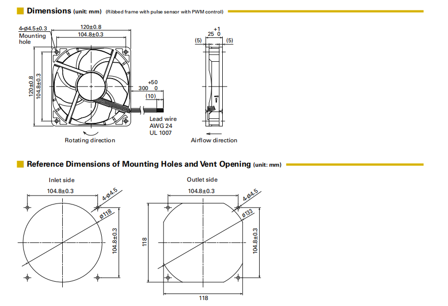 山洋轴流风扇9RA1224G40011 产品尺寸图： 