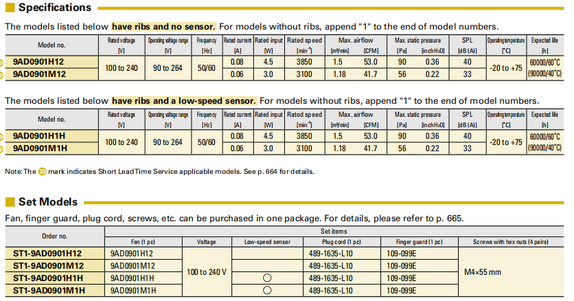 山洋ACDC轴流风扇 9AD0901H12 系列图： 