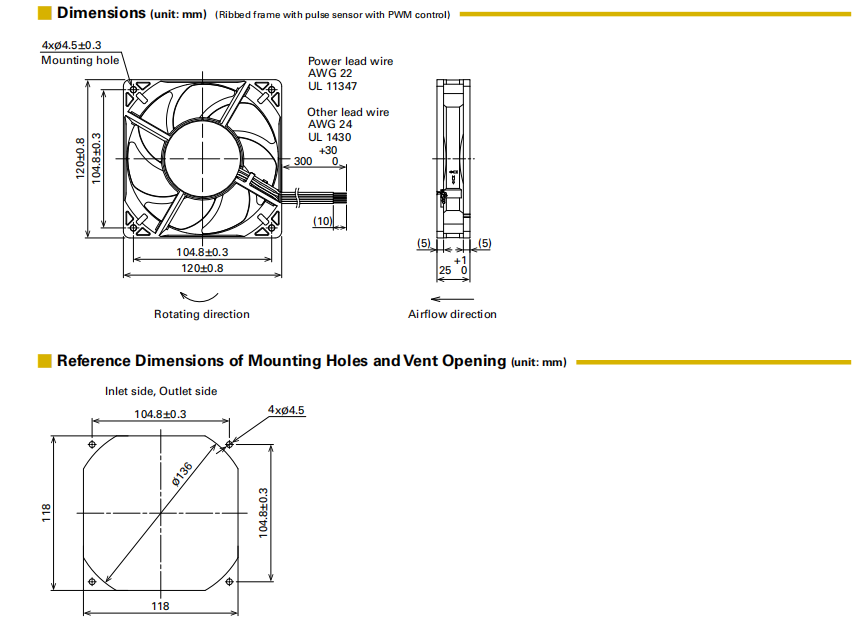 山洋ACDC轴流风扇 9AD1201H40021 产品尺寸图: