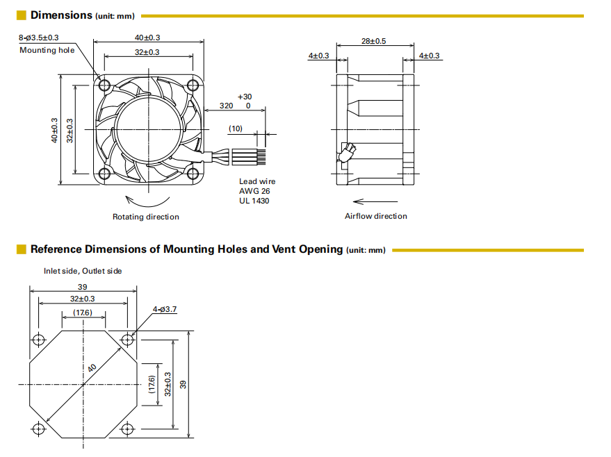 山洋San Ace长寿命轴流风扇 9LG0412P3G001 产品尺寸图： 