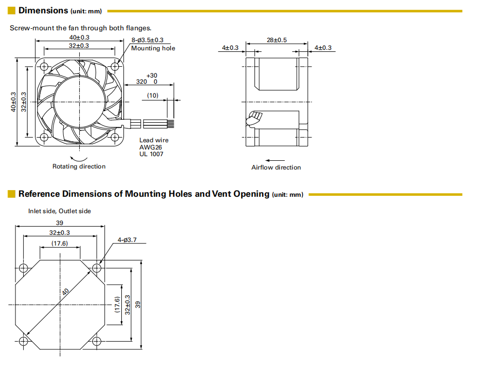 山洋San Ace长寿命轴流风扇 9L0412J301 产品尺寸图: