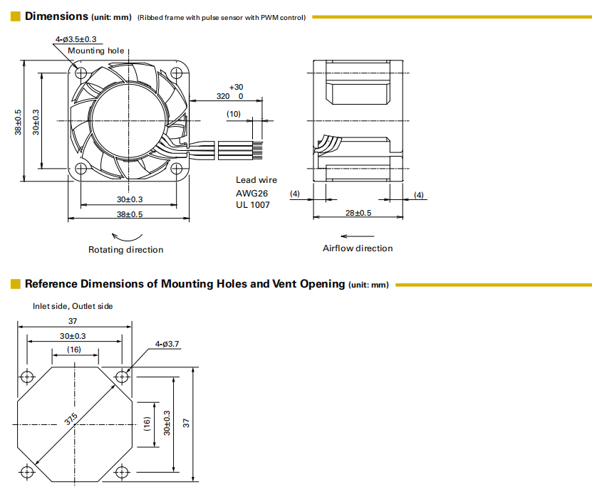 SAN ACE三洋散热风扇 山洋San Ace 9GA0312P3K001 38mm 12V低功耗直流散热风扇 | SANYO DENKI官方规格2